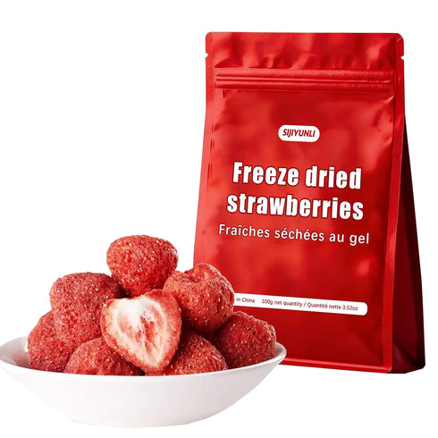 SIJIYUNLI -Freeze dried strawberries 100g/3.52oz Whole strawberry,Non fried|Low calorie|Vegan.Leisure snacks for Binge watching,Breakfast
