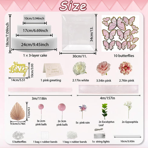 WPZQBW Set,Pink Butterfly Happy Birthday money Cake Topper Cake Filled With Cash Happy Birthday Day Cake Gift,Supplies