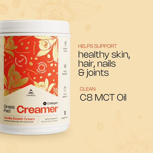 22.5 oz LevelUp Creamer, with Energizing MCT Oil and Collagen Peptides, Keto Coffee Creamer, Supports Natural Energy