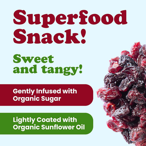 1 Food to Live - Organic Delightful Berries Mix, Pound - A Blend of Non-GMO Dried Cherries & Cranberries. Gently