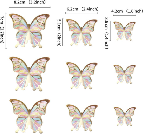 Ercadio 30 Pack 3D Butterfly Cake Toppers - Gold, Waterproof Mix Sizes, Cupcake Picks for Baby Shower, Party