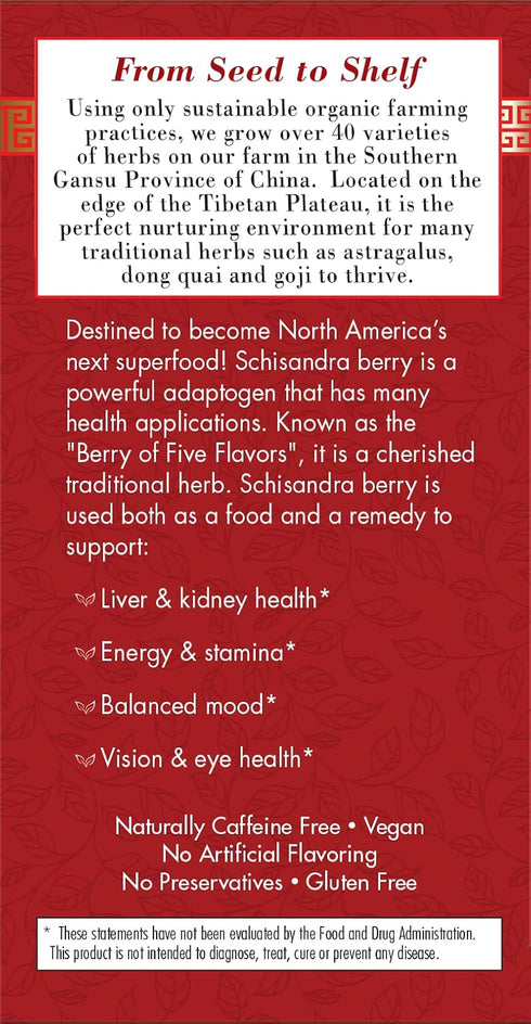 Bravo Tea Absolute Schisandra Berry Herbal Tea - Caffeine Free, 20 Tea Bags