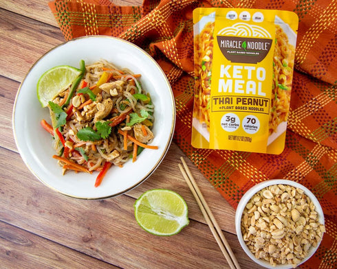 10 Oz (Pack 6), 70 Miracle Noodle Thai Peanut Ready To Eat Meal, of Plant Based Shirataki Konjac Noodles, Calories Per