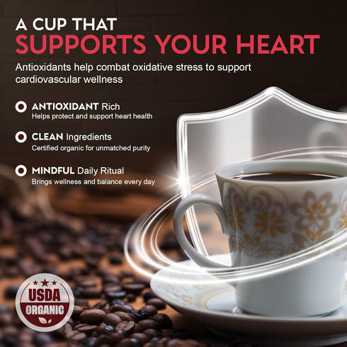 12oz Cardiology Coffee Whole Bean Coffee USDA Certified Organic, Mold Free Premium Medium Roast Organic Coffee Beans