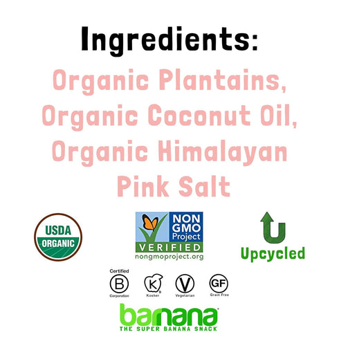 5 8 Pack Barnana Organic Plantain Chips - Himalayan Pink Salt - Ounce, Plantains - Barnana Salty, Crunchy, Thick Sliced