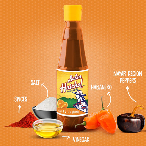3-Pack (1 1 1 0 Salsa Huichol Mix - Original, Negra, Habanera) Authentic Spicy Flavor Calories, No Sugar or Fat Great