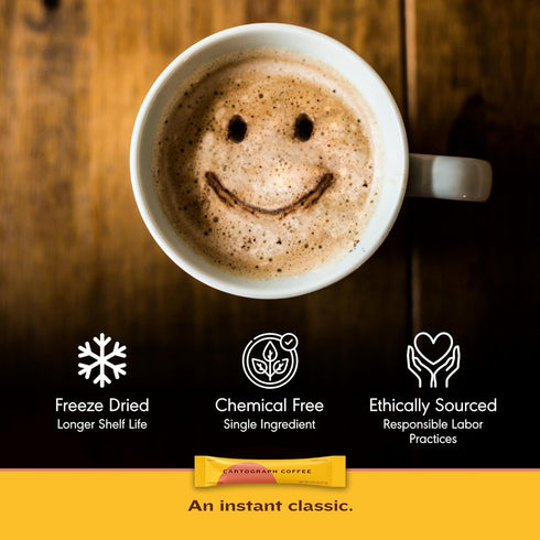 Packets 30PK Packets Cartograph Organic Instant Coffee Single Serve - Medium Roast Instant Espresso - Freeze Dried