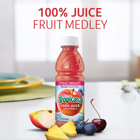 100% 10 Oz (Pack 24) Tropicana Fruit Medley Juice,Single Serve, Fl Bottles of - Real Fruit Juice, Vitamin C, B & E