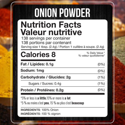 11oz (330G) Packed Fresh Finest Onion Powder - - Premium Ground Onions for Authentic Flavor, in a Durable Container
