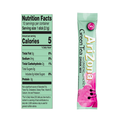 0.07oz 120 Count 10ct (Pack 12) AriZona Green Tea with Ginseng and Honey - On-the-Go Powdered Drink Mix, - Boxes