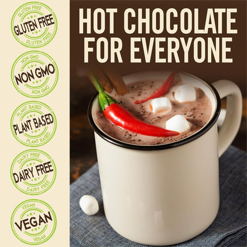 (28 oz) 14 oz Castle Kitchen Spicy Dark Hot Chocolate Mix - Natural Chili Spice Flavor, Dairy-Free, Vegan, Plant Based