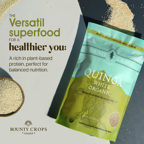 (5 lb, 80 oz, 2.27 Bounty Crops Organic White Quinoa kg), Fiber, Iron and Potassium, Plant Base Protein, Gluten-Free