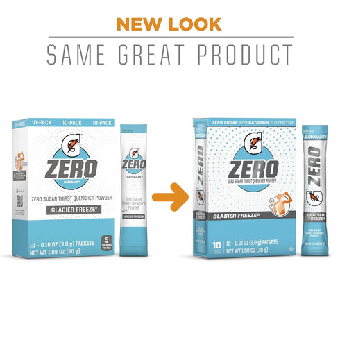 Pack, 0.10oz Packets (Pack 100) Gatorade G Zero Powder, Glacier Cherry Variety Individual