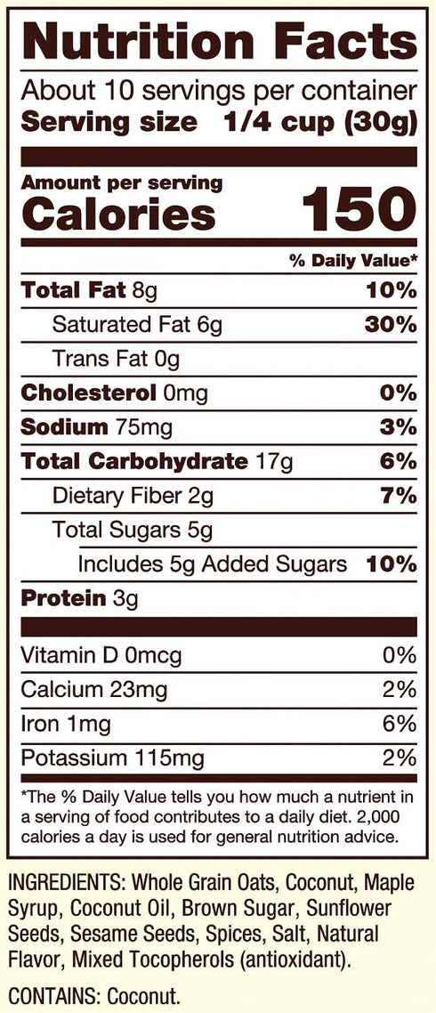 11 (Pack 1), Bobs Red Mill Coconut Spice Homestyle Granola, Ounce Bag of Certified Gluten Free, Non-GMO, Whole Grain