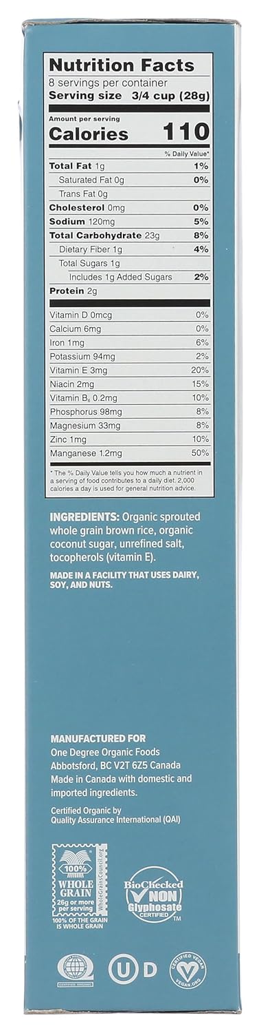 8oz One Degree Organic Foods Gluten Free Sprouted Brown Rice Crisps