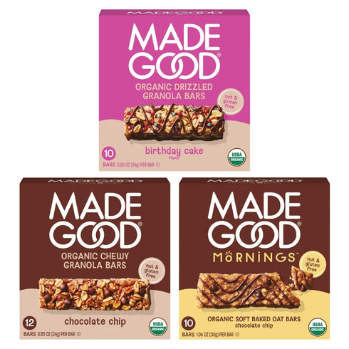 MadeGood Chocolate Lovers Variety Pack, Granola Bars, Morning Bars & Drizzled Birthday