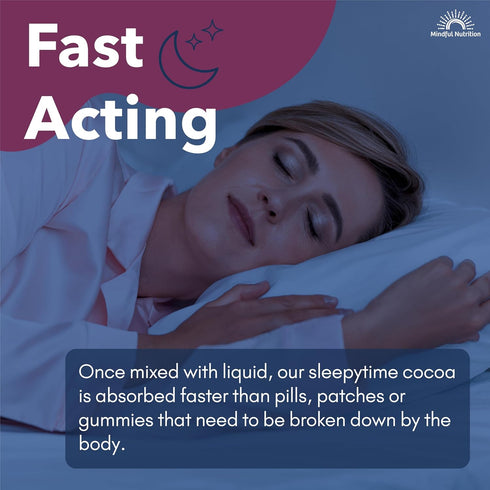 3mg, Mindful Evening Peppermint Cocoa Mix Natural Sleep Aid, Melatonin L-Theanine, GABA Supplements, Natural Calm Sleep