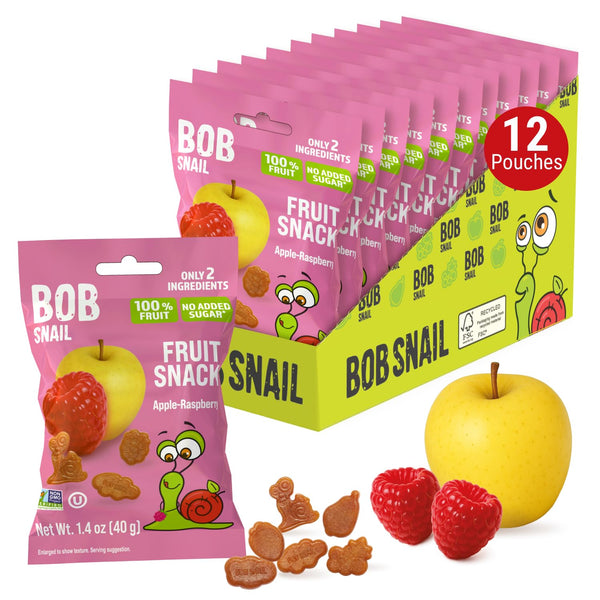 Bob Snail Fruit Gummy Bites Apple Raspberry flavor, 12-Pack (480g), Real Fruit