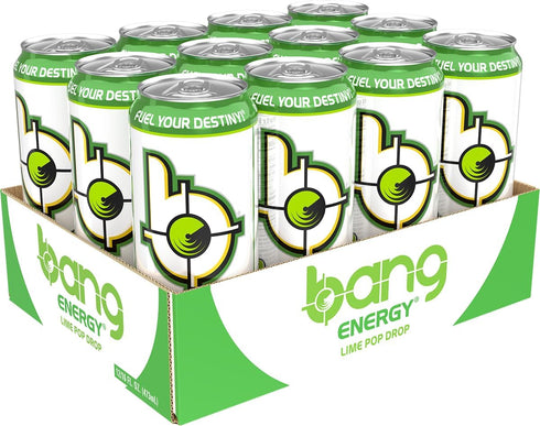 16-Ounce (Pack 12) Bang Energy Lime Pop Drop, Sugar-Free Energy Drink