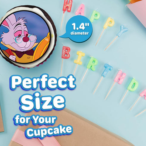30 x Edible Cupcake Toppers | Wonderland Collection of Edible Cake Decorations on Icing Sheet