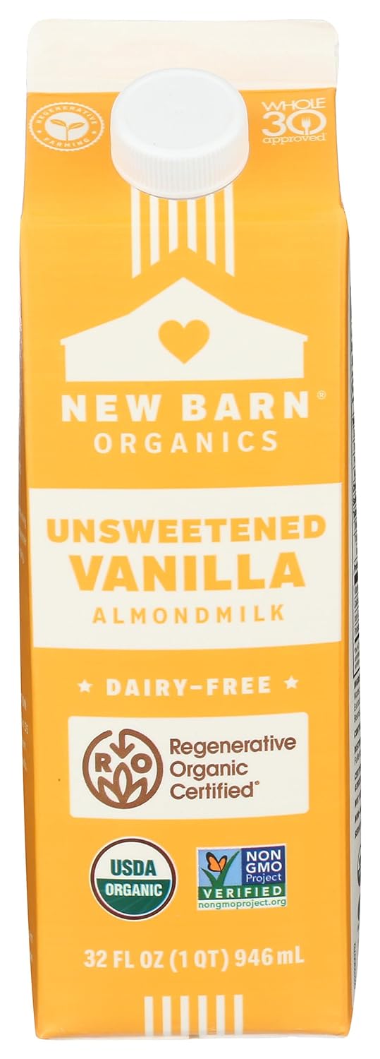 New Barn Organic Unsweetened Vanilla Almond Milk, 32 FZ