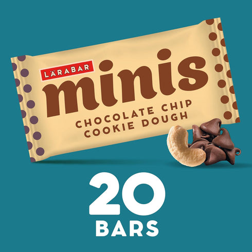 15.6 oz, 20 Larabar Minis Chocolate Chip Cookie Dough, Gluten Free Vegan Fruit and Nut Bars, Ct