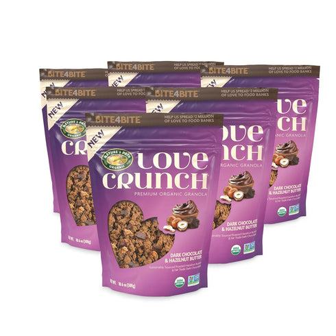 10.6 oz (Pack 6), Love Crunch Organic Dark Chocolate & Hazelnut Butter Granola, of Non-GMO, Fair Trade, by Nature's