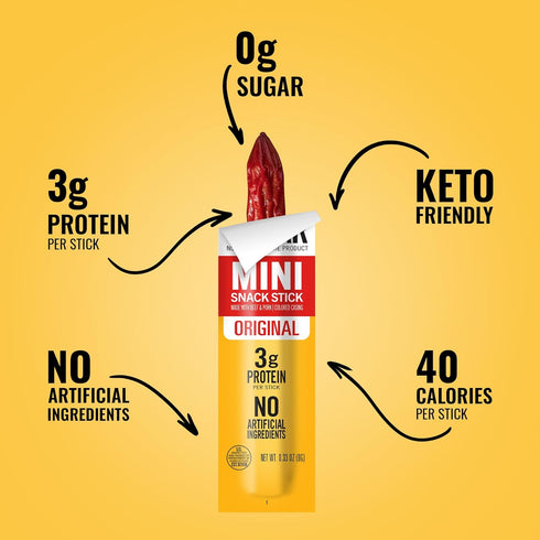 Country 0.33 oz, 48 Tillamook Smoker Zero Sugar Original Mini Smoked Sausages, Ct, Individually Wrapped Beef Sticks