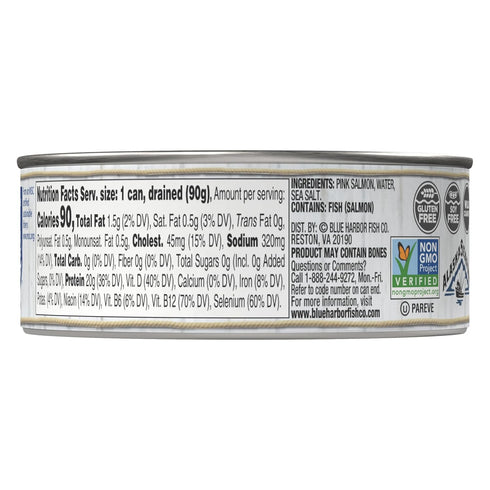 5 oz (Pack 12) Blue Harbor Fish Co. Wild Pink Salmon in Water with Sea Salt - Can
