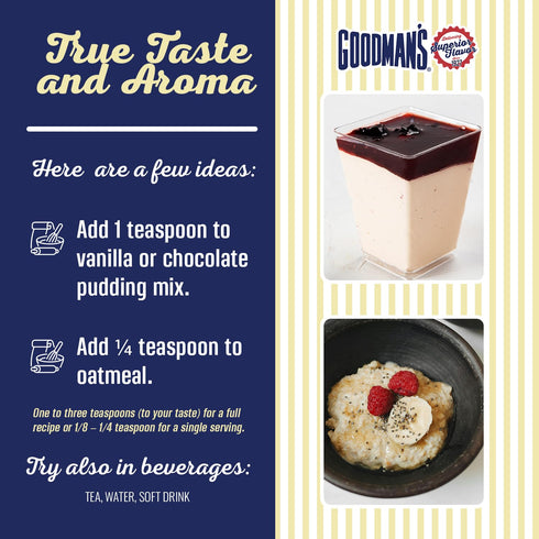 Goodman's White Vanilla Clear Double Strength Artificial Flavor, Gluten-Free, Non-GMO, Ideal for Baking and Cooking