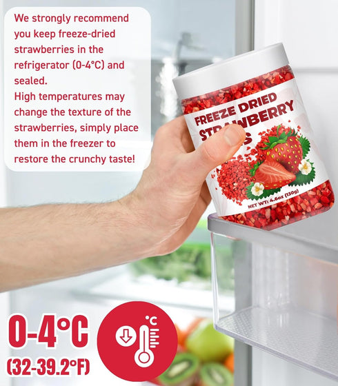 Egcina 4.6oz 100% Frozen Freeze Dried Strawberries Pieces - Natural Sweet Strawberrys, Gluten & No Fillers, Dry
