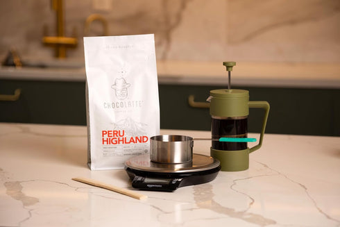 CHOCOLATTE ESPRESSO BAR 1/5, (1 lb, Chocolatte, Peru Highlands Artisan Coffee Light Roast Small Batch Cajamarca