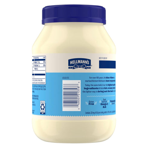 HELLMANN'S 100% 30 oz Light Mayonnaise For A Creamy Condiment for Sandwiches and Simple Meals Light Mayo Made