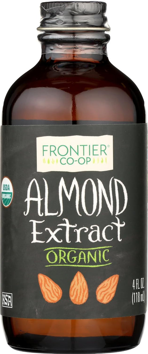 Frontier Co-op Organic Almond Extract, 4 Ounce Glass Jar, Warm Sugar-free Vegan