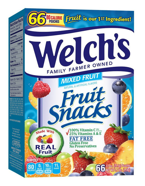 Welch's Fruit Snacks, Mixed Fruit, Gluten Free, Bulk Pack, 0.9 oz Individual