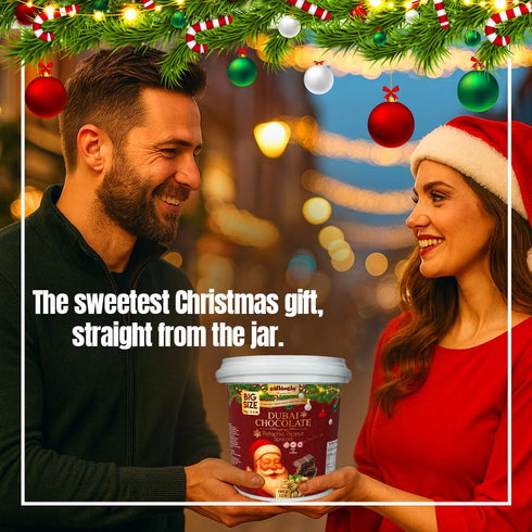 (2.2 lb 1000 Gulluoglu Christmas Edition Dubai Chocolate Pistachio Peanut Spread in Festive Holiday Jar | Limited