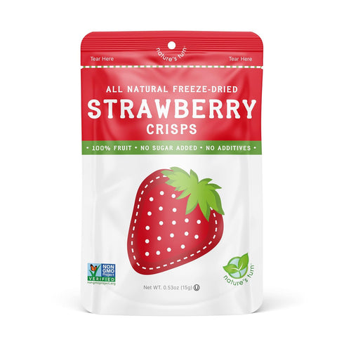 Pack 24 (0.53 oz Natures Turn Freeze-Dried Fruit Snacks, Strawberry and Blueberry Crisps, of Each)