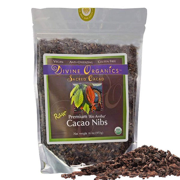Divine Organics Raw Cacao/Cocoa Nibs - Certified Organic - Premium Rio Arriba