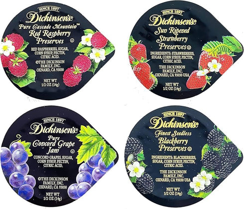 P & V GROUP USA Assorted Jam & Preserves Variety Pack 80 Single-Serve Portions (0.5 oz Each),
