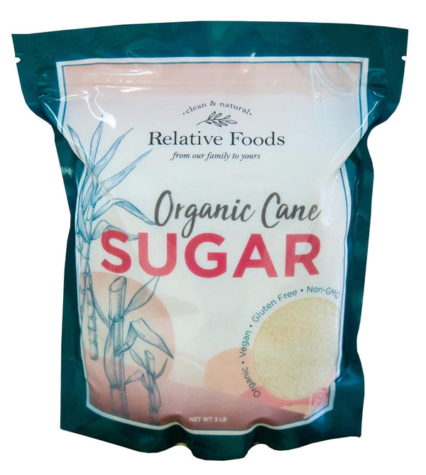 Organic Cane Sugar Crystals (3lb sugar packet) - Preservative & bone-char free,