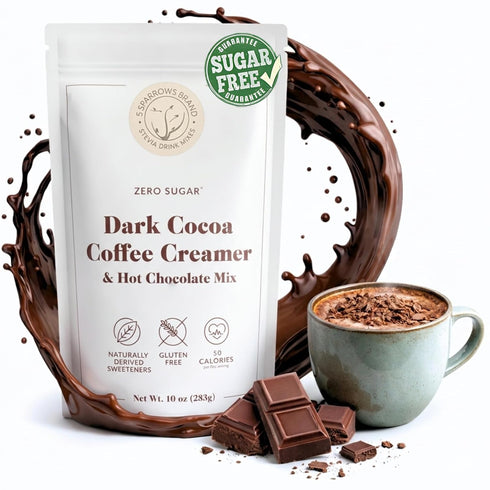 5 10 oz SPARROWS Healthy Sugar-Free Coffee Creamer Powder (Dark Hot Chocolate) - Stevia-Sweetened, Zero Sugar