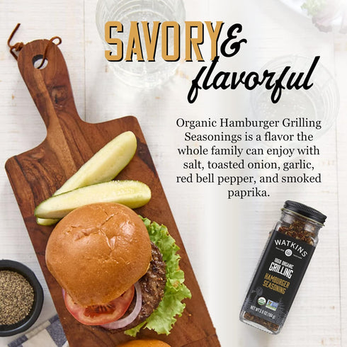 Watkins Organic Grilling Hamburger Seasoning - Non-GMO, Kosher, 3.6 Oz, 1-Pack