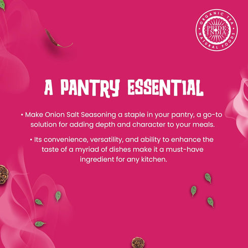 2.3 oz (65 Pride of India Onion Salt gm) w/Convenient Grinder Cap | Healthy Warm Toasty Kitchen Staple | For Seasoning
