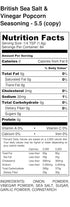 Popcorn Seasoning Variety 2 Pack British Sea Salt & Vinegar White Cheddar Fat Free Crafted in Small Batches