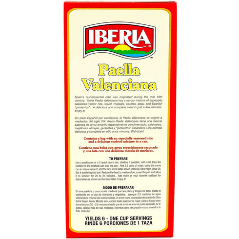 Packets, 15.5 oz. Iberia Paella Valenciana, Ready to Cook Paella Kit with Yellow Rice and Seafood Product of Spain