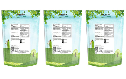1 (Pack 3) Yellow Mustard Seeds, Pound Bags of Non-GMO Verified, Kosher, Raw, Vegan, Bulk