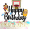 Basketball Cake Topper - Happy Birthday Party Basketball Star Themed Cake Decorations for Boys and Girls Black Glitter