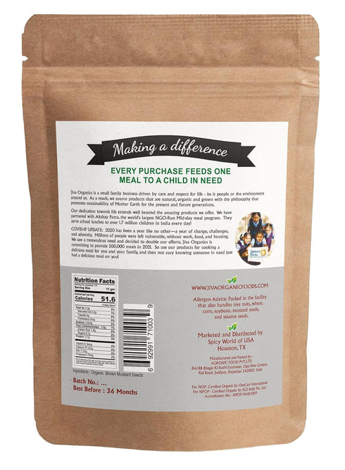 2.75 Jiva Organic Black Mustard Seeds Whole Pound Bulk Bag - Non-GMO Keto Friendly, Non-Irradiated