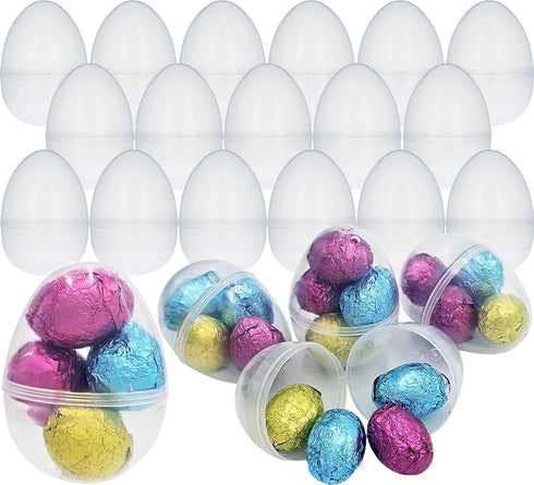 Chochkees Fillable Transparent Easter Eggs with Hinge Bulk Clear Bright Plastic Easter Eggs,