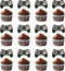 24 Pcs Video Game Controllers Cupcake Toppers - Gamepad Picks for Kids' Birthday Cake Decor.